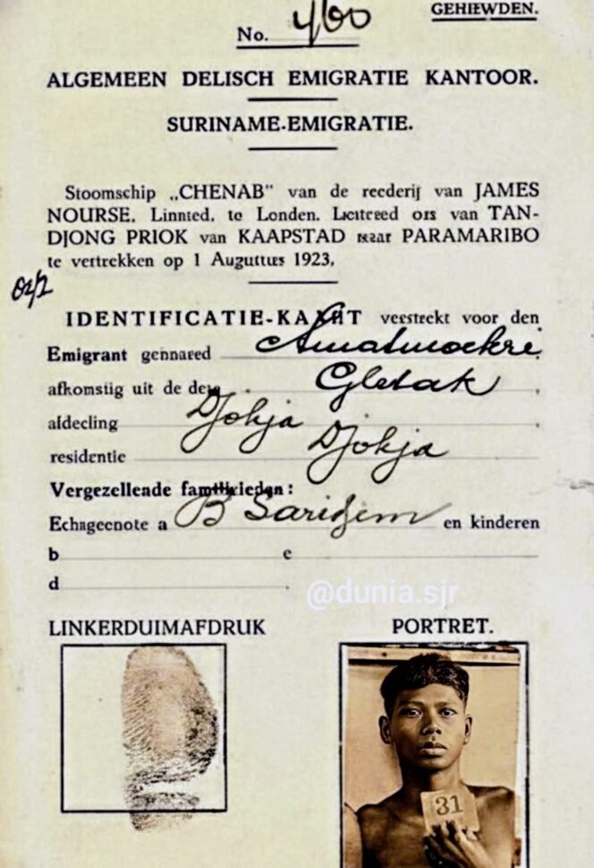 
					Kartu Identitas Tahun 1923: Jejak Perjalanan Jawa Ke Suriname