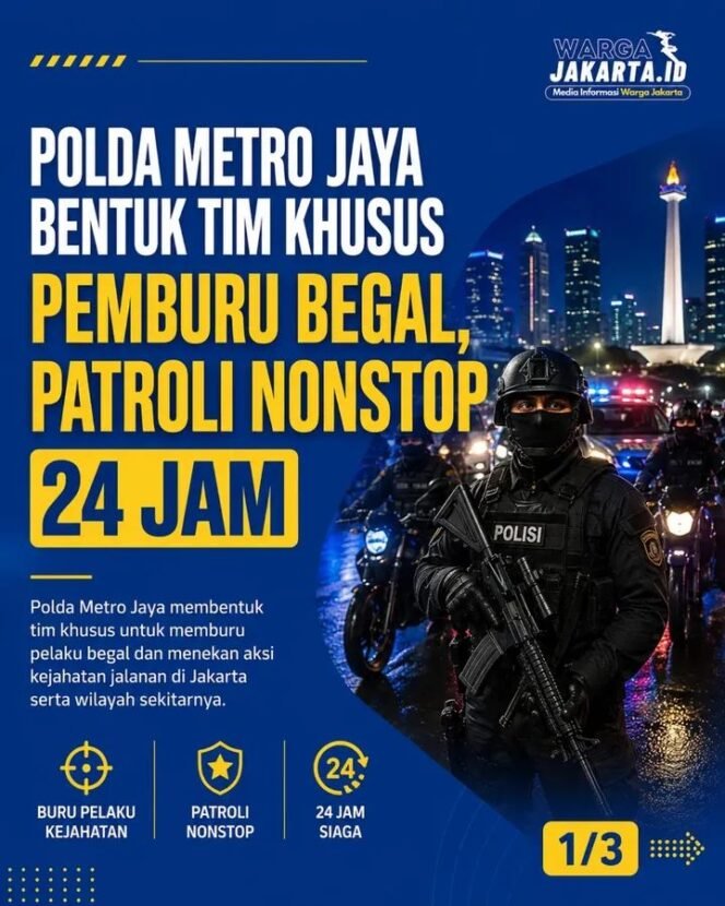 
					Polda Metro Bentuk Tim Khusus Antibegal, Patroli 24 Jam
