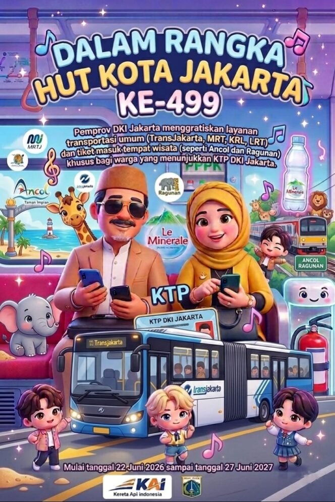 
					HUT Jakarta ke-499, Warga DKI Berpeluang Nikmati Transportasi dan Wisata Gratis