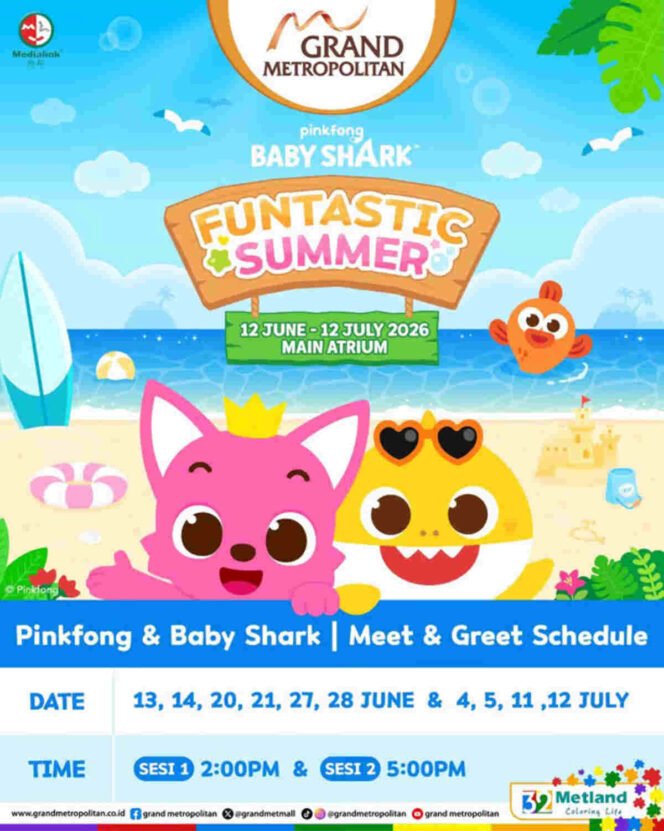 
					Pinkfong and Baby Shark Hadir di Grand Metropolitan Bekasi Selama Libur Sekolah