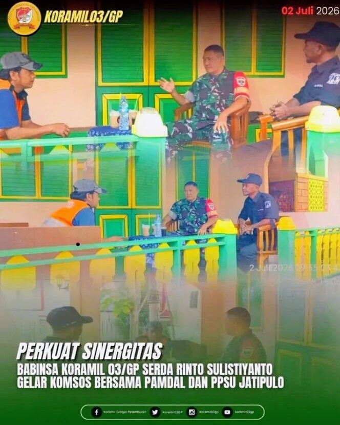 
					Perkuat Sinergi Wilayah, Babinsa Koramil 03/Grogol Petamburan Jalin Komsos dengan Pamdal dan PPSU Jatipulo