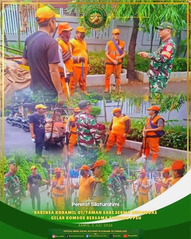 
					Perkuat Sinergi Lingkungan, Babinsa Taman Sari Gelar Komsos Bersama Petugas PPSU