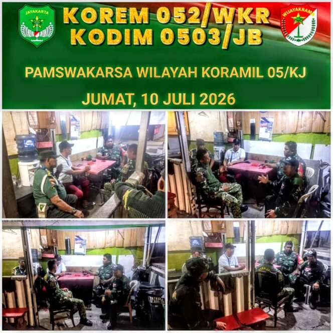 
					Babinsa Koramil 05/Kebon Jeruk Perkuat Siskamling, Tingkatkan Kewaspadaan Warga
