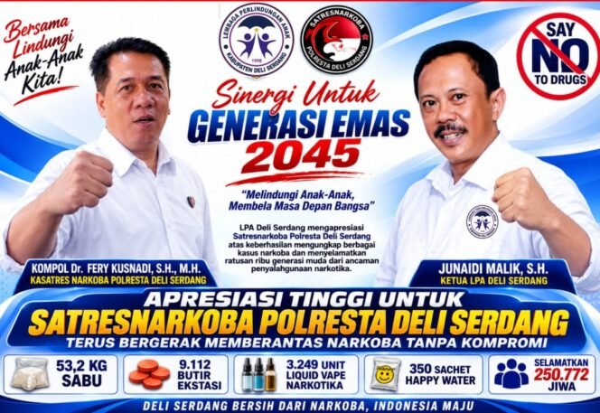 
					LPA Deli Serdang Apresiasi Satresnarkoba Polresta Deli Serdang, Ungkap Kasus Narkoba Besar
