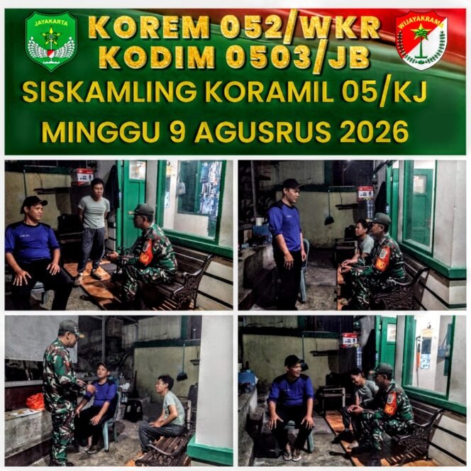 
					Siskamling Diperkuat, Babinsa Koramil 05/KJ Imbau Warga Waspadai Gangguan Kamtibmas