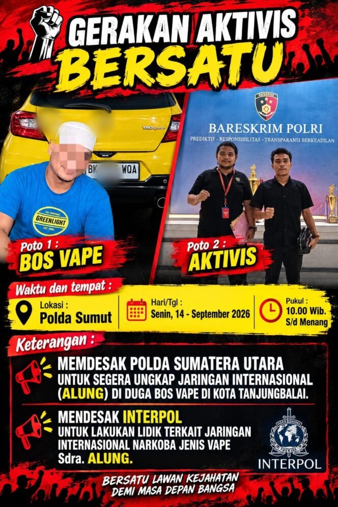 
					GAB Desak Polda Sumut dan Interpol Libas Jaringan Internasional Vape “Getar” di Tanjungbalai