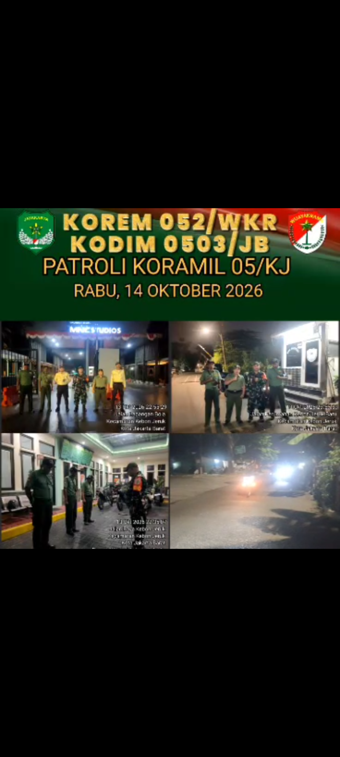 
					Patroli Malam Koramil 05/Kebon Jeruk Sisir Sejumlah Titik Rawan, Antisipasi Tawuran dan Kejahatan Jalanan